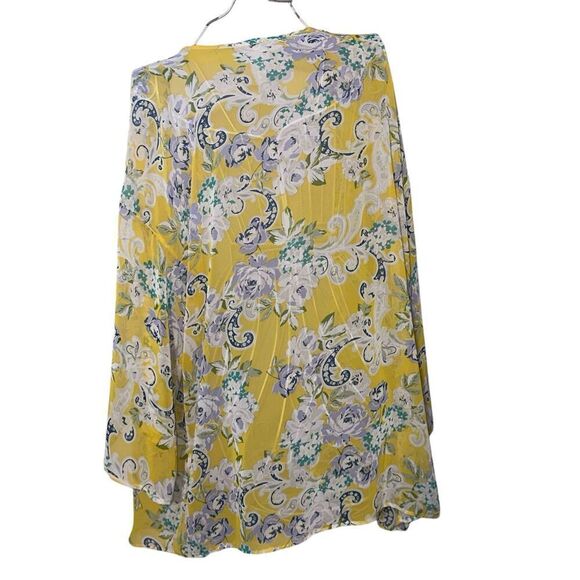 NEW WITHOUT TAGS EMERALD Beautiful Yellow floral bohemian kimono cardigan duster - Picture 4 of 7